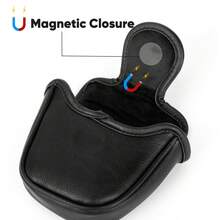 1个极简无标志高尔夫球槌推杆套，黑色柔软天鹅绒内衬高尔夫球杆头套