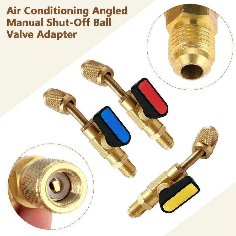 R22 R12 R410a Air Conditioning Hoses Charging Shut-Off Ball Valve 1/4" SAE Female To 1/4"(5/16) SAE Male Angled Compact Ball Valve