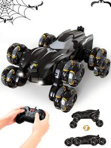 1件 8輪手勢感應遙控特技車，蝙蝠造型RC漂移卡車附雙控制器（手環+遊戲控制器），適合8-12歲男孩女孩玩具禮物，黑色蝙蝠造型RC漂移卡車，8輪特技遙控車附自動演示功能，360°旋轉翻轉車，全地形越野攀爬車，音樂LED燈充電玩具車，互動機器狗遙控特技車，適合3-7歲/6-8歲/8-12歲男孩女孩聖誕節、萬聖節、復活節、新年、生日禮物 - 彩色 - 查看 2