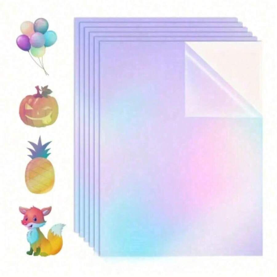 A4 Holographic Lamination Sheets - 5/10/20/50 Pcs Self-Adhesive PVC Film, Transparent Rainbow Effect Lamination Film, Suitable For DIY Stickers, Photos, Scrapbooks, Trading Cards And Craft Making
