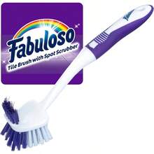 Tile Brush With Spot Scrubber U2013 Bathroom Cleaning Brush With Medium Bristles, Shower Scrubber, And Hanging Hole - Bàn chải chà gạch màu trắng và tím kèm dụng cụ chà vết bẩn - Xem 2