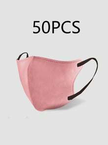 50片装一次性3D夏季薄款透气时尚混色口罩 - 透气舒适，男女通用，适合户外活动，时尚轻便布口罩 - 彩色 - 查看 11
