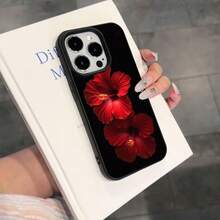 1 Stück Vintage elegante Hibiskus Muster TPU Soft Handyhülle, kompatibel mit iPhone 17 Pro Max/17/16 Pro Max/15/13/12/11, S20 FE/A15/S24/A55, Redmi Note 11/12/13 Pro, stoßfeste Schutzhülle für den gesamten Körper - Schwarz - Übersicht 3