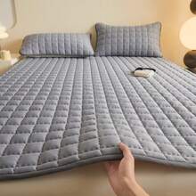 1件绗缝防水床垫垫（不含枕套和枕头），薄款床垫套，适用于单人床或双人床，柔软舒适纯色床垫套，深灰色，适用于家庭卧室、酒店、养老院，防水防漏 - 深灰色 - 查看 8