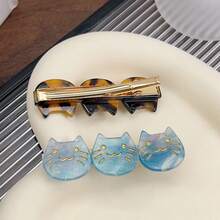 Damen Seitenpony Clip, süßer und modischer Azetat Katzen Haarclip, geeignet für tägliches Make-up, Gesichtsreinigung, Ausgehen, schönes Geschenk