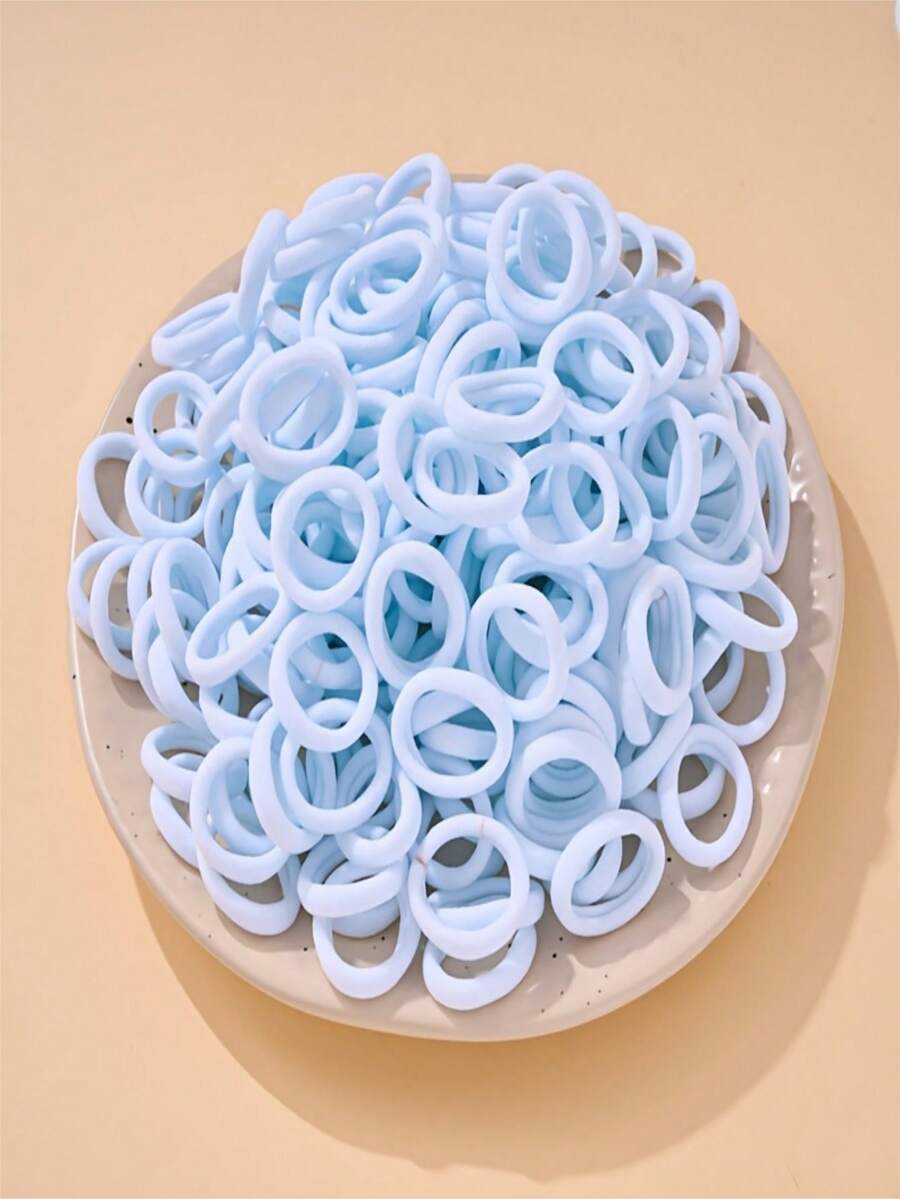 200/100/50/10pcs Pack Seamless Elastic Hair Ties, High Strength Nylon Ponytail Holders, Soft & Non-Damaging For All Hair Types, Strong Stretch Hair Accessories Suitable For Women, Girls, Sports, Yoga And Daily Use - Snowflake White - View 1