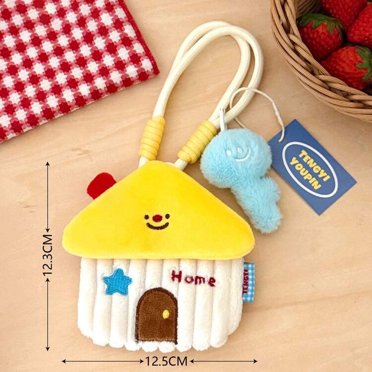 1pc Apple House Coin Purse Keychain Pendant, Decorative For Backpack, Earphone Case, Portable Small Accessory Pouch - Multicolor - View 6