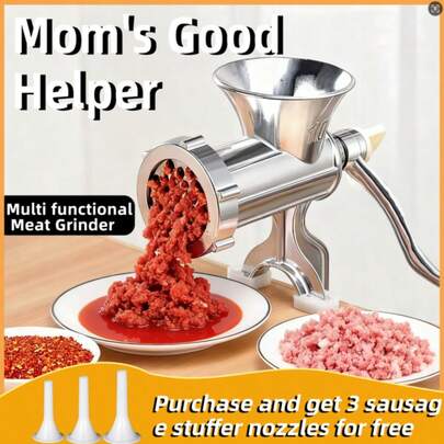 Multi-Functional Aluminum Hand Crank Meat Grinder, Sausage Maker, Pepper Grinder, Garlic Grinder, Sausage Making Tool