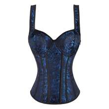 Jutrisujo Corset Top Plus Size Women Costumes Lingerie Bustier Zipper Strap Ladies Basques Gothic Renaissance Halloween - 1569-Royal blue - 查看 13