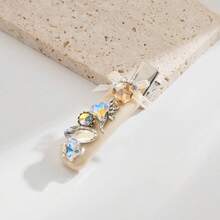 1pc Solid Color Korean Style Elegant Bangs Clip, Simple Fashion Shiny Heart Gem Mesh Bow Decor Hair Clip, Cute Fairy Graceful Hair Accessory, Head Accessories, Hair Accessories For Women