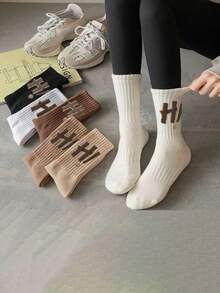 1双装，10双装，男款，女款，黑色，白色，篮球袜，运动袜，跑步袜，时尚，创新纯色情侣袜，夏季，防臭袜，休闲中筒袜，春秋四季通用袜，舒适，吸汗，青少年，学生，日常袜 - 彩色 - 查看 8