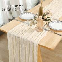 1/2/4/6 Pcs Cream Cheese Gauze Table Runner, Spring Table Runner, 71/118 Inches, Bohemian Style Sheer Cream Gauze Tablecloth Decor, Center Piece For Wedding, Bridal, Baby Shower, Valentine's Day, Easter And Other Indoor/Outdoor Events - Beige - View 12