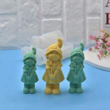 1 pieza Molde de silicona de figura de niña de dibujos animados con un enanito lindo con sombrero - Blanco - Ver 8