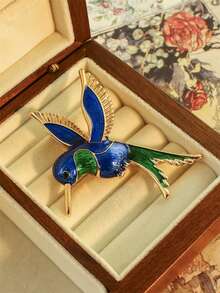 1pc Luxury Handmade 3D Green Crystal Studded Bird Brooch Pin, Suitable For Daily Wear By Men And Women - bird brooch - View 7