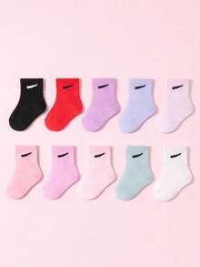 10 Pairs Candy Color Baby Socks, Suitable For Infants, Girls And Boys, Soft, Comfortable And Breathable Socks, Ideal Gift For Boys And Girls - Multicolor - View 2