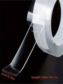 10米透明纳米胶带，可水洗可重复使用双面胶带，无残留纳米贴纸，可移除通用圆盘粘合剂