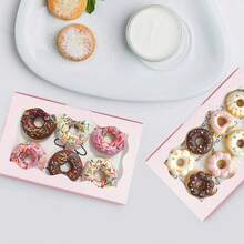 10pcs Pink Cookie Boxes With Window, 7 X 4.3 X 1.5 Inches (17.8 X 11.9 Cm) Takeout Candy Boxes For Cookies, Donuts, Pastries, Strawberries, Macarons - Multicolor - View 3