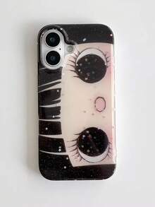 1pc Cartoon Anime Shinning Eyes Cute Phone Case For IPhone17Promax 17pro 17 16promax 16pro 16plus 16 15promax 15pro 15 14promax 14pro 14plus 14 13Pro Max 13pro 13 12promax 12pro 12 11 Girl Glittering Big Eyes Back Phone Cover Capa - Multicolor - View 3