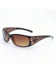 Fashion Women's High-End Oval Glasses - Lenses, Lightweight And Durable Black Floral Pattern Frame, Suitable For Casual And Formal Occasions, Includes Cleaning Cloth, Fashion Accessories, Elegant Design, High-Quality Decorative Glasses, Must-Have For Enthusiasts, Exquisite Style, Premium Lenses - 棕色 - 查看 10
