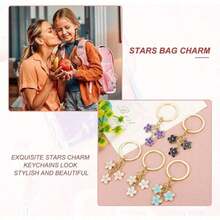 XJJX Flower Keychains Charm, Cherry Blossom Enamel KeyChains Cute Floral Keyring - 紫色 - 查看 4