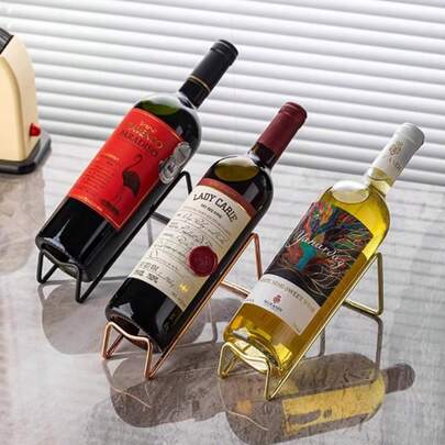 2pcs Desktop Wine Rack, Minimalist Metal Wine Bottle Holder, Wine Storage Rack, Wine Bottle Organizer, Holds Wine Bottles, Perfect Wine Rack Stand, Desktop Wine Display Rack, Kitchen Home Decor Gift, Kitchenware, Perfect Gift For Wine Lovers, Suitable For Cabinets, Wineries, Bars, Wine Cellars And Pantries.