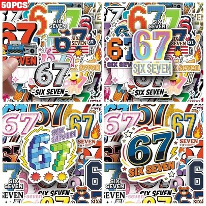 50pcs Funny Number 67 & Letter Creative Series Stickers, Suitable For Scrapbooking, Diary, Notebook, Water Bottle, Car Etc. Faith-Based Design With Positive Message, Great Gift