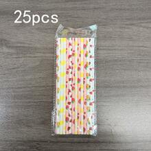 Paquete de 25/100 pajitas de papel con estampado de frutas - 6 x 197 mm | Perfectas para café, zumos, cócteles, té con leche, decoración para cumpleaños, bodas, fiestas y diversas ocasiones. Se disuelven en agua. - Multicolor - Ver 12