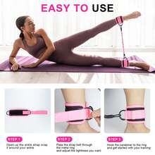1件/3件装脚踝阻力带，健身脚踝绑带，腿部和臀部训练阻力带，健身配件 - 粉色 - 查看 6