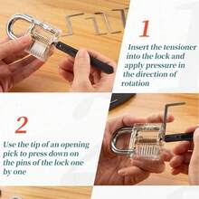 Locksmith Practice Lock Set, Locksmith Tools, Transparent Lock DIY Kit, Beginner Lock Picking Practice Set - Silver - View 4