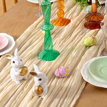 1/2/4/6 Pcs Cream Cheese Gauze Table Runner, Spring Table Runner, 71/118 Inches, Bohemian Style Sheer Cream Gauze Tablecloth Decor, Center Piece For Wedding, Bridal, Baby Shower, Valentine's Day, Easter And Other Indoor/Outdoor Events - Beige - View 2