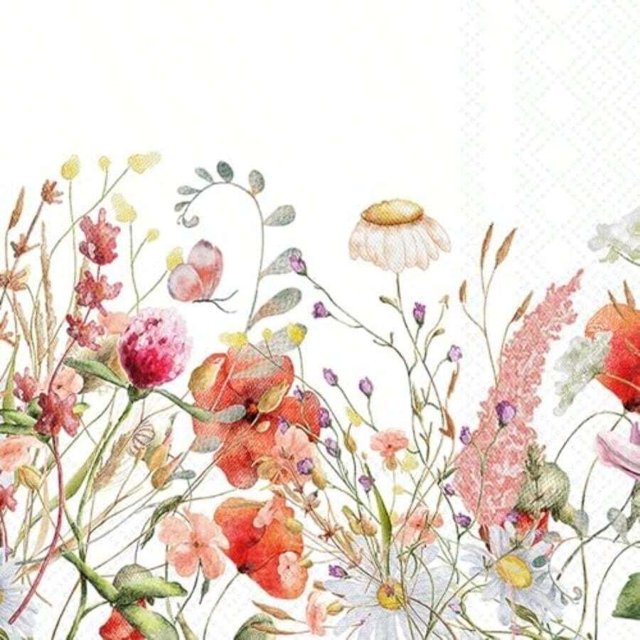 IHR - Servilletas de papel de lujo de 3 capas, tamaño de bebida de cóctel de 20 unidades, campo de flores(Campo de flores 12.70cm (5") x 12.70cm (5")) - Multicolor - Ver 1