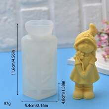 1 pieza Molde de silicona de figura de niña de dibujos animados con un enanito lindo con sombrero - Blanco - Ver 2
