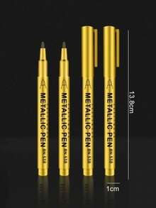 1pc Gold Metal Paint Pens For Diy Drawing On Black CardDoodlingCraftScrapbookingSign-Making, School Supplies, Office Supplies, Stationery Supplies, School Stuff, School Things Back To School - Multicolor - View 4