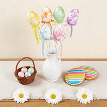 6Pcs Easter Artificial Egg Picks Decorative Sticks For Vase Table Toppers Party Supplies - Colorful - View 4