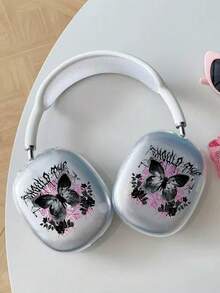 1pc Cute Korean Style Y2K Butterfly Pattern Transparent TPU Headphone Case Compatible With AirPods Max - Multicolor - View 5