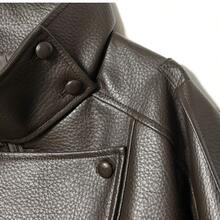 Áo khoác da PU cổ đứng dành cho nữ, kiểu dáng thời trang, thanh lịch, tay dài, có khóa kéo. - màu xanh lá - Xem 3