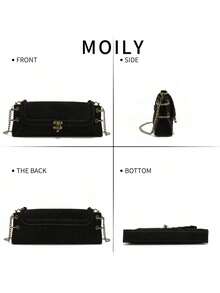 Fashionable Versatile Shoulder Bag, Crossbody Bag, Clutch, Bull Bag - Black - View 3