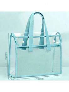 Clear Tote Bag - Large Pouch For Students, PVC Cosmetic Organizer, Clear Bag For Stadium Events,Back To School Supplies,School Tops,Home And Living New In,Gifts,Household Items,Bathroom Accessories,School Supplies,Back To School,Office Supplies,Outdoor Supplies,Organization And Storage,Storage Supplies,Summer Outfits,Valentine'S Day,Valentines. - 藍色 - 查看 6