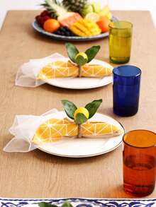 2-18个手工编织柠檬形餐巾环，适用于户外、婚礼、家居、节日餐桌装饰 - 彩色 - 查看 9