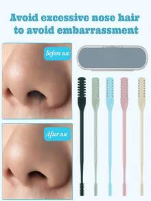 6-In-1 Nose Hair Trimmer Set, Includes Storage Case, Double-Sided Nose Hair Trimmer, Portable 360° Rotating Manual Nose Hair Trimmer, Stainless Steel Double-Sided Nose Hair Scissors, Manual Round Nose Hair Trimmer, Dual-Head Nose Hair Trimmer, Manual Cleaning Nose Hair Trimmer, Small Scraper, Unisex, Colorful - Multicolor - View 2