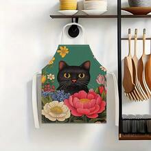 1pc Cat Pattern Printed Apron, 100% Polyester, Sleeveless, Neck Strap Design, Suitable For Cooking, Baking And Entertainment, Great For Home Kitchen, Parties, Outdoor BBQ, Baking Apron | Vibrant Apron | Polyester Apron | Printed Apron - Multicolor - View 9
