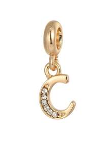 1pc Fashionable Zinc Alloy Rhinestone Letter Pendant, Suitable For DIY Jewelry Making - Gold - View 6