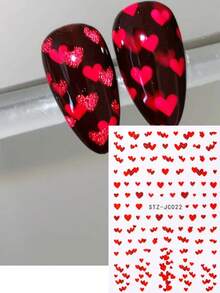 2 piezas Pegatinas de arte de uñas en forma de corazón mini con brillo rojo, rosa y plateado, corazones superpuestos, decoración de uñas brillante para el Día de San Valentín, suministros de uñas para mujeres y niñas para manualidades - Multicolor - Ver 3
