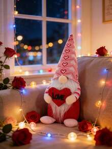 Decoración del Día de San Valentín - Figura decorativa de gnomos de pareja roja para el Día de San Valentín, adecuada para el hogar, interiores, oficina - Regalo del Día de San Valentín - Decoración del Día de San Valentín, regalo para bodas, cumpleaños, fiestas - Regalo romántico del Aniversario del Día de San Valentín - multicolor - Ver 2