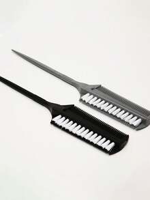 2/1支装多功能双面染发刷，柔软护发，油刷，造型工具，拉丁舞造型，柔顺秀发，尖尾梳，造型产品，油刷，DIY染发工具，染发刷，油造型刷，染发刷，反向薄膜猪肋梳 - 彩色 - 查看 10