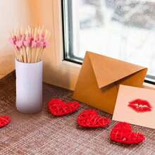 100pcs Natural Bamboo Heart-Shaped Toothpicks - Pink Heart Cocktail Picks With Bamboo Tips, 4.7 Inch Long Sturdy Skewers, Suitable For Valentine's Day, Wedding, Birthday Party Decor, Appetizers, Fruits, Cheese Platters - Disposable - Pink - View 4