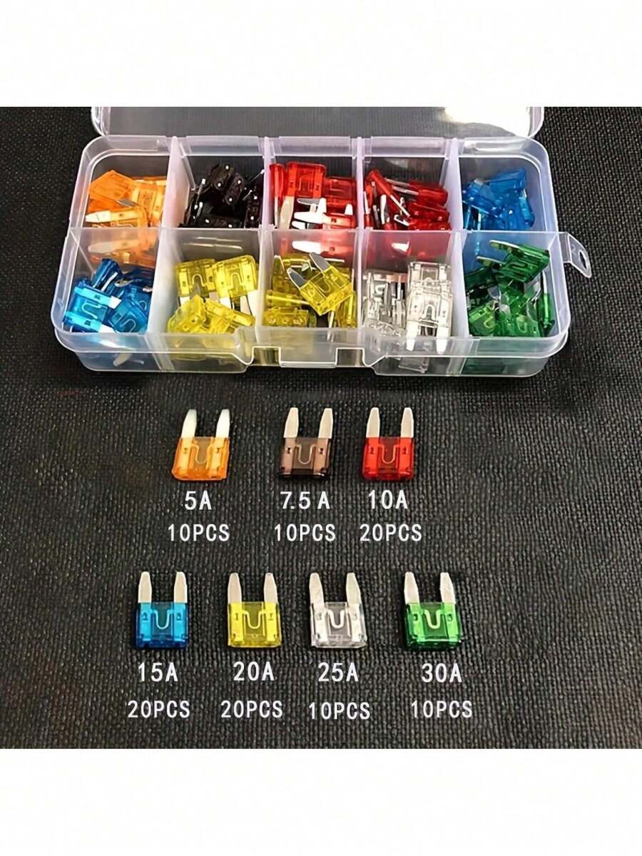 60pcs Car Fuse Assortment Kit Multiple Specifications Car Fuse Blade Insert Fuse Box Set 5A 7.5A 10A 15A 20A 25A 30A For Motorcycle Car Truck Circuit Fuse Blade - 60 Packs - View 1