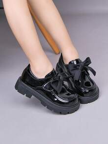 2026 Spring/Autumn New Girls Leather Shoes, Little Girls Princess Shoes, Loafers, Kids Shoes, Infant Shoes, Suitable For All Seasons - Black - View 5