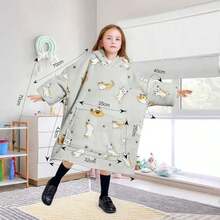 Yostyle Sudadera Cobija para Niño y Niña,Manta con Capucha Portatil para Frio e Invierno Talla Grande,Cobija con Gigante Bolsillo Franela Gruesa y Cómoda,Multifuncional,Regalo de Invierno - Beige-Gato - Ver 5