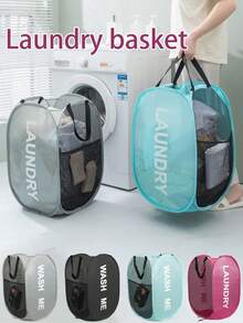 Cesta de lavandería de malla, cesto de lavandería plegable con asa, bolsillo lateral grande, adecuado para habitación de niños, dormitorio, caravana, crucero, organizador de armario gris, organizador de ropa esencial para dormitorio/dormitorio, contenedor de almacenamiento para dormitorio universitario, bolsa de lavandería, bolsa para lavadora, para lavandería, baño, viaje, puede almacenar ropa sucia y limpia, sostenes, artículo esencial para dormitorio, organizador de armario - Multicolor - Ver 10